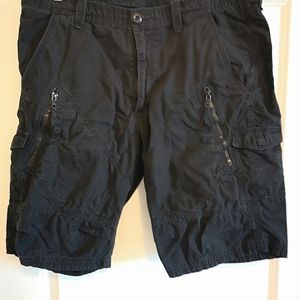 Armani Exchange Black Cargo Shorts Zip Pockets
